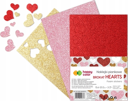Picture of Happy Color Naklejki Serca brokatowe A5 3szt mix HAPPY COLOR
