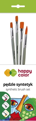 Picture of Happy Color Zestaw pdzli syntetycznych mix A 4 szt Happy Color