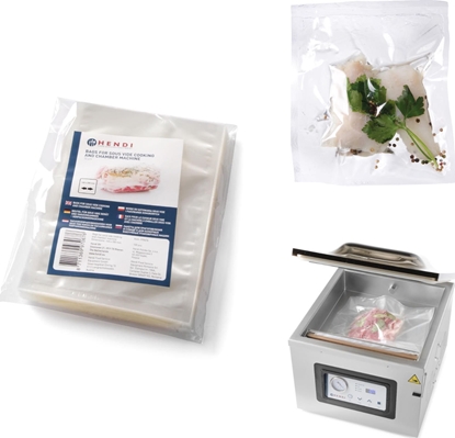 Изображение Hendi Worki do gotowania Sous vide i do pakowarek prózniowych komorowych 200x300mm 100szt. Worki do gotowania Sous vide i do pakowarek prózniowych komorowych 200x300mm 100szt.