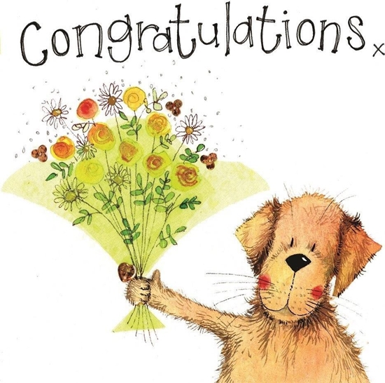 Picture of HENRY Karnet Gratulacje S342 Pies z bukietem