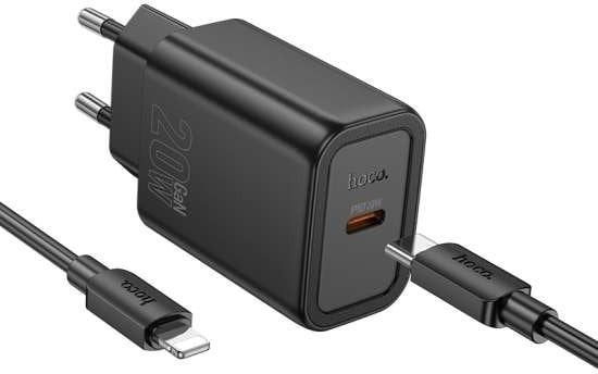 Picture of HOCO N60 wall charger Type C+cable type C to lightning N60 black (6942007644198)
