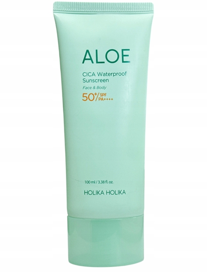 Изображение HOLIKA HOLIKA_Aloe Cica Waterproof Sunscreen krem przeciwsoneczny do ciaa i twarzy SPF50+ PA++++ 100ml
