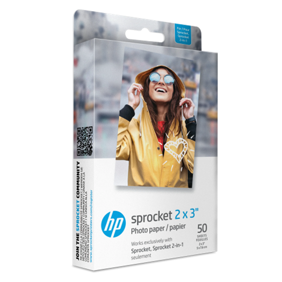 Изображение HP Sprocket 2x3'' 5x7.6 cm 50 Sheets Zink Sticky Photo Paper