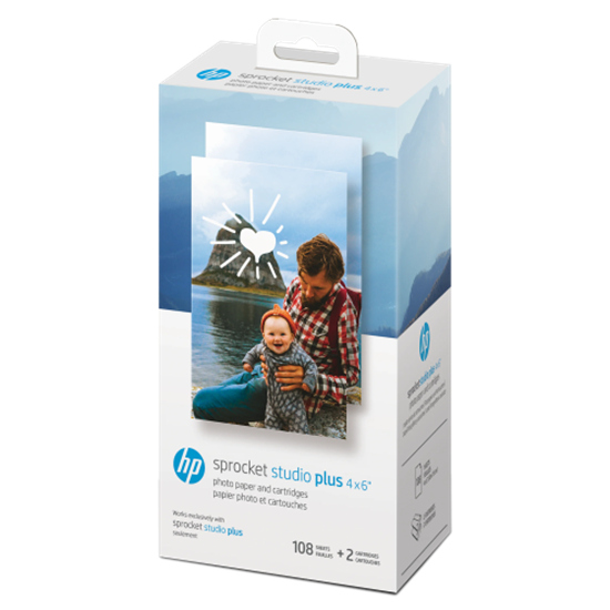 Picture of HP Sprocket Studio Plus 4x6'' 10x15 cm 108 Sheets Photo Paper and 2 Cartridges