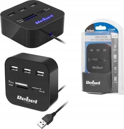 Attēls no HUB USB Rebel Comp 1x SD 1x M2 1x microSD 1x MS PRO Duo  + 3x USB-A 2.0 (KOM1020)