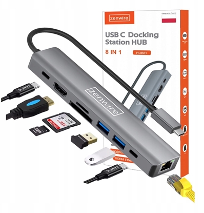 Picture of HUB USB-C Przejciówka ADAPTER 8w1 HDMI Gigabit Ethernet Macbook Pro Air M4