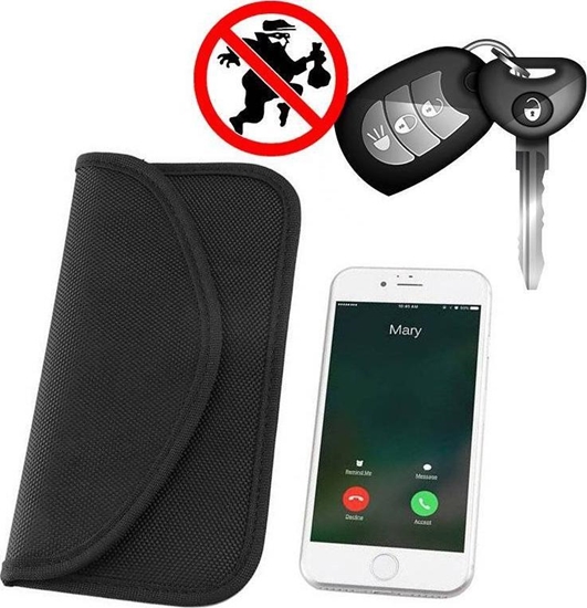 Изображение Hurtel Etui antykradzieowe na klucze samochodowe telefon blokujce fale radiowe Faraday Box klatka Faradaya 20 cm x 11 cm czarny