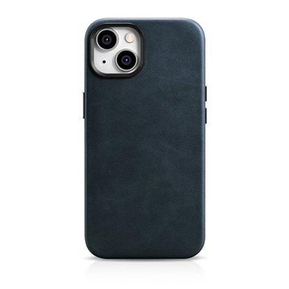 Picture of iCarer iCarer Oil Wax Premium Leather Case iPhone 14 Magnetic Leather Case with MagSafe Dark Blue (WMI14220701-BU)