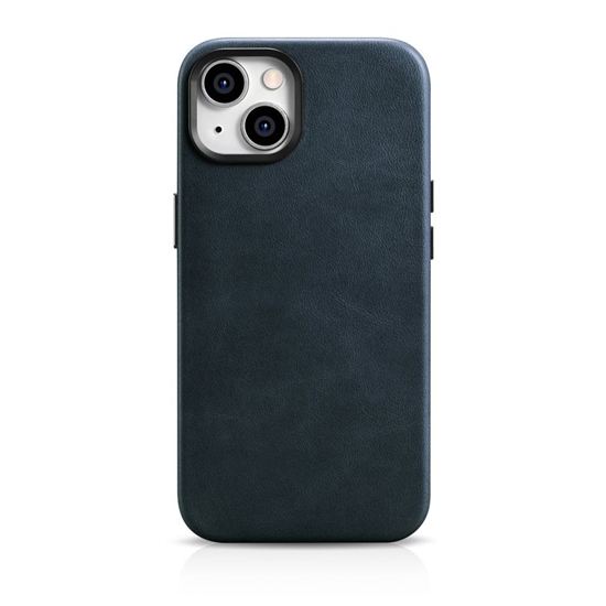 Picture of iCarer iCarer Oil Wax Premium Leather Case iPhone 14 Magnetic Leather Case with MagSafe Dark Blue (WMI14220701-BU)