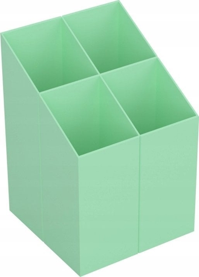 Picture of ICO Przybornik na biurko ICO kwadratowy, plastikowy, 4 komory, pastelowy zielony