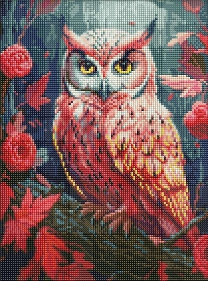 Изображение Ideyka Haft diamentowy z ram Diamentowa mozaika 30x40cm Kolorowa sowa z krysztakami AB