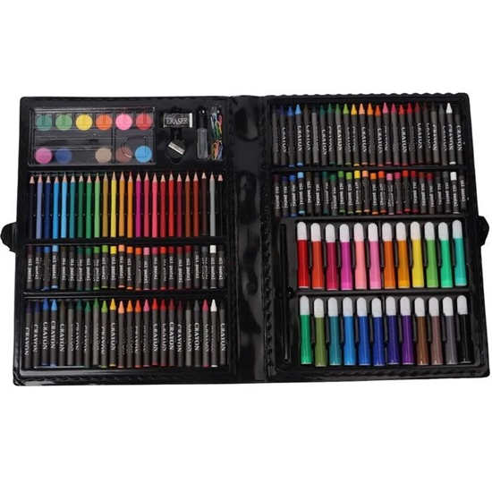 Изображение iLike 168pcs Art Set Drawing & Painting Kit with Markers Crayons Pencils Watercolors Storage Case