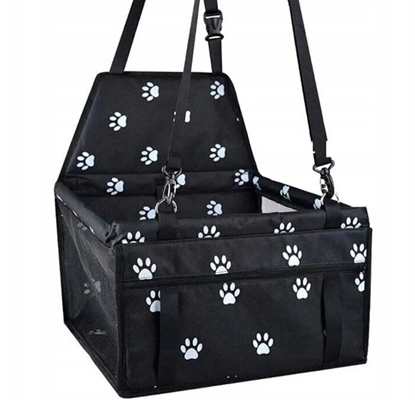 Picture of iLike Small Dog & Cat Car Travel Carrier Waterproof & Foldable Black Paw Print