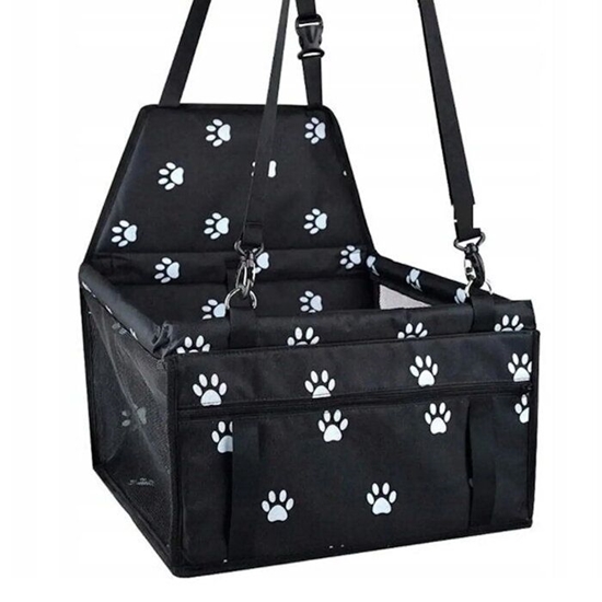 Picture of iLike Small Dog & Cat Car Travel Carrier Waterproof & Foldable Black Paw Print