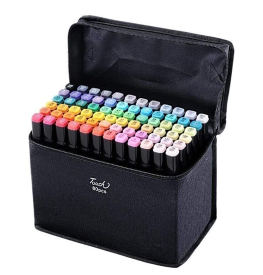 Picture of iLike Toy Super Set of 80pcs Color Markers with zipper carrying bag