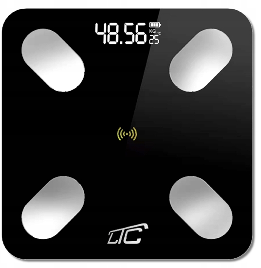 Изображение Inteligentna waga azienkowa FITNESS analityczna LTC, bluetooth, czarna