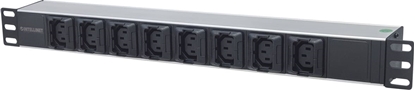Attēls no Intellinet 163651 energosadales vienība, PDU 8 Maiņstrāvas izvade (-s) 1U Melns, Sudrabs