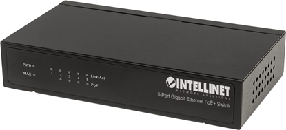 Attēls no Intellinet 561228 tīkla pārslēgs Nepārvaldīts Gigabit Ethernet (10/100/1000) Power over Ethernet (PoE) Melns