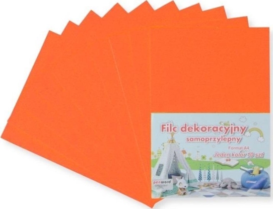 Изображение Interdruk Filc A4 samoprzylepny pomaraczowy 20x30cm 10szt