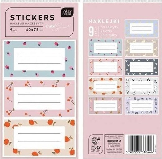 Picture of Interdruk Naklejki na zeszyty Cute Girl 9szt.