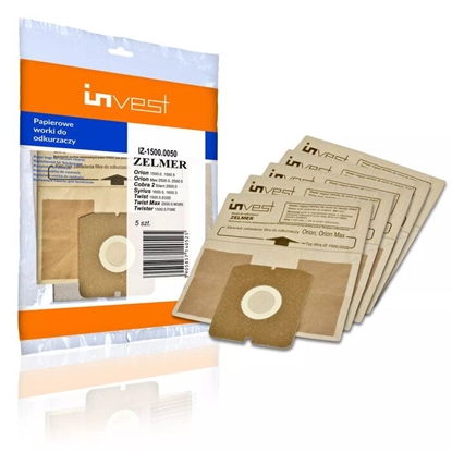 Picture of Invest Eco Paper Vacuum Cleaner bags ZELMER 1500.0050 / Cobra II Silent 2500.0EH (5pcs.)
