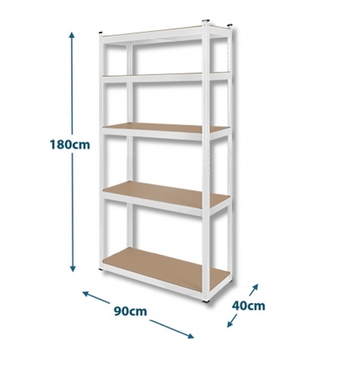 Picture of Izturīgs, transformējams metāla plaukts 180x90x40 cm, mājai, birojam, garāžai, balti cinkots