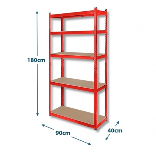 Picture of Izturīgs, transformējams metāla plaukts 180x90x40 cm, mājai, birojam, garāžai, sarkani cinkots