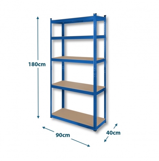 Изображение Izturīgs, transformējams metāla plaukts 180x90x40 cm, mājai, birojam, garāžai, zils cinkots