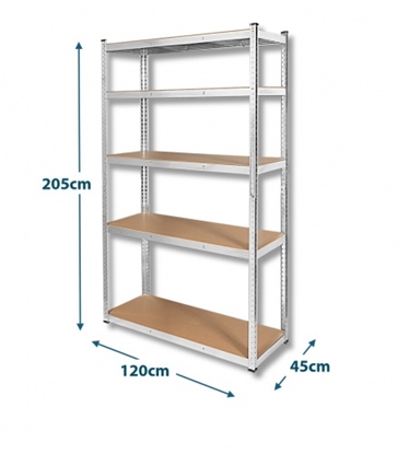 Picture of Izturīgs, transformējams metāla plaukts 205x120x45 cm, mājai, birojam, garāžai, sudrabaini cinkots