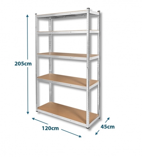 Picture of Izturīgs, transformējams metāla plaukts 205x120x45 cm, mājai, birojam, garāžai, sudrabaini cinkots