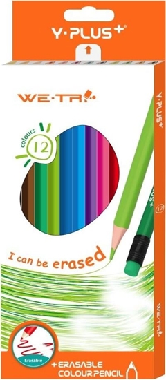 Picture of Y-PLUS Kredki bezdrzewne cieralne z gumk 12 kolorów (377775)