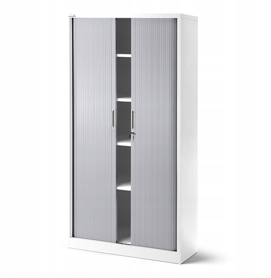 Picture of JAN NOWAK model DAMIAN 900x1850x450 metalowa szafa biurowa na akta z rolet: biao-szara