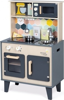 Attēls no Janod Janod - Dua drewniana kuchnia z dwikiem, wiatem LED i 6 akcesoriami Mozaika 3-8 lat