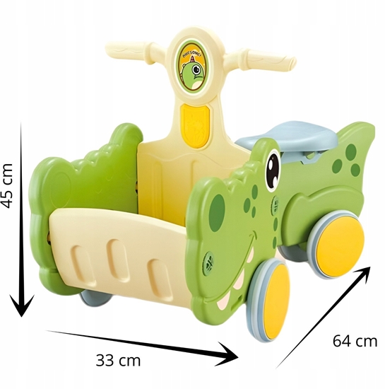 Picture of JeÅºdzik dla dzieci wesoÅy krokodyl rÃ³Å¼owy z koszyczkiem