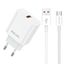 Изображение Jellico AK-165 USB 22.5W QC 3.0 Smart Fast Charger 1x USB (5-12V) + USB to USB-C Cable 1m White