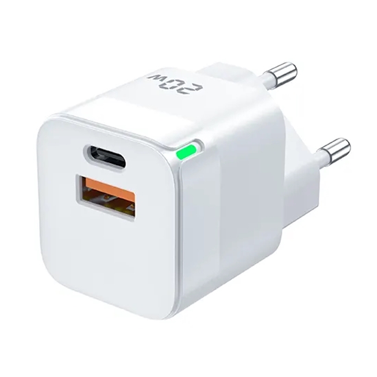 Picture of Jellico C40 Mini PD 20W QC 3.0 Smart Adaptive Fast Charger with 1x USB-C (5-12V) / USB 3A White