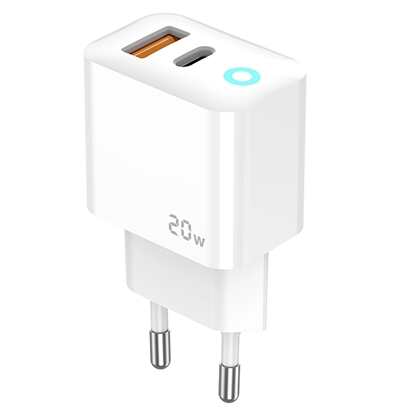 Изображение Jellico EU11 20W PD Universal Fast Charger with USB-C (5-12V) / USB 3A White