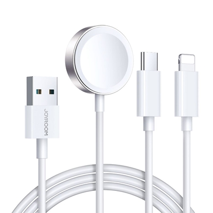 Attēls no Joyroom Joyroom S-IW008 3-in-1 cable magnetic charger USB-A - Lightning/USB-C 1.2m - white