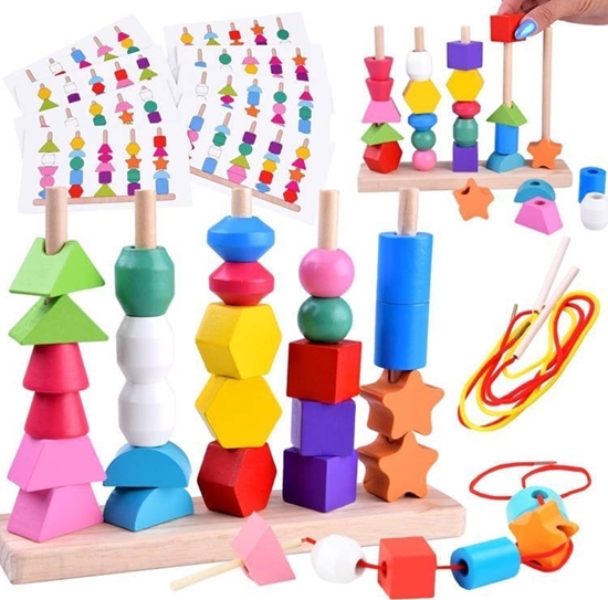 Picture of Jokomisiada Klocki drewniane 25el. edukacyjna ukadanka ZA4758