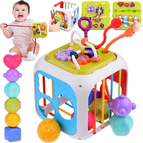 Picture of Jokomisiada Kostka zabawka interaktywna dla malucha sorter ksztaty cymbaki ZA5278