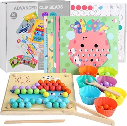 Picture of Jokomisiada Ukadanka edukacyjna Montessori Mozaika Koraliki Kulki drewniane ZA4438