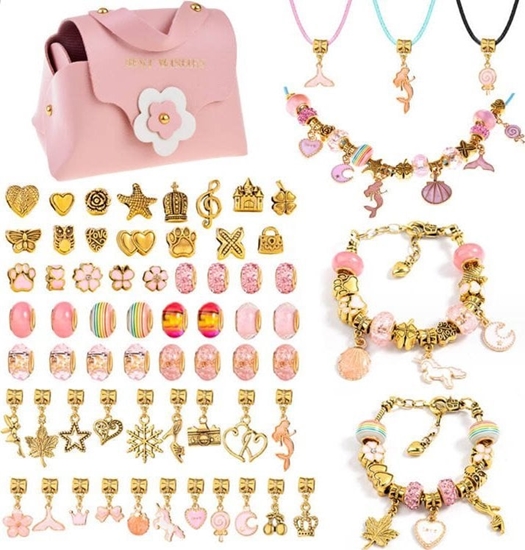 Изображение Jokomisiada Zestaw do robienia bransoletek koraliki zawieszki charmsy ZA4692