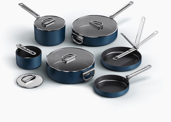 Picture of Joseph Joseph Space Folding Han. Ceramic N/S 6pc Blue Cookware