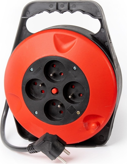 Изображение Kabel przeduacz 230V 8m 16A czarny na bbnie 4 gniazda PLATINET (46090)