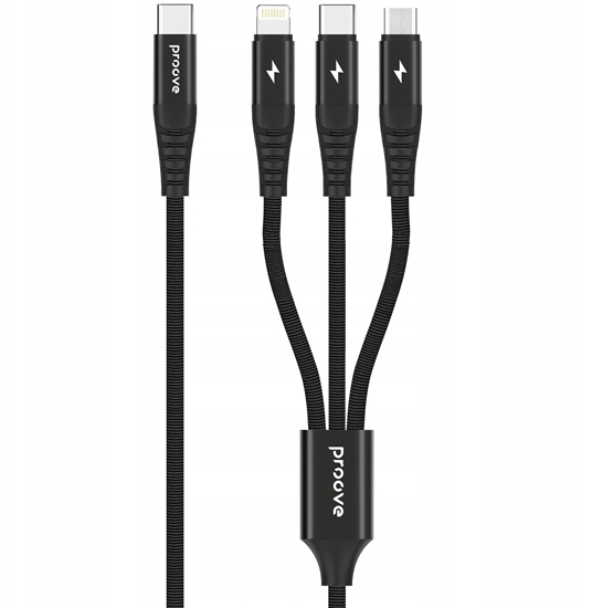 Picture of Kabel Przewód 3w1 Usb-c Na Usb Type-c Microusb Apple Lightning 1m 3a Proove / Cchy15012101 / Hydra