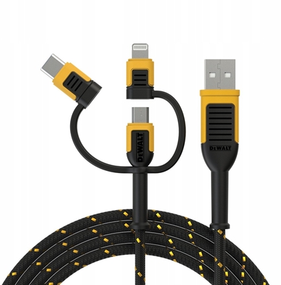 Picture of Kabel USB Dewalt USB-A - USB-C + microUSB + Lightning 1.8 m Czarny (DXMA131-1356-DWG)