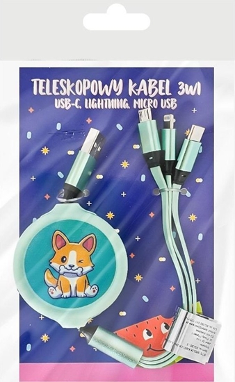 Изображение Kabel USB MCD USB-A - USB-C + microUSB + Lightning 1.1 m Zielony (5903420909487)