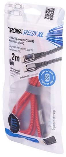 Изображение Kabel USB Troika USB-C - USB-C + Lightning 2 m Czerwony (CBL20/RD)