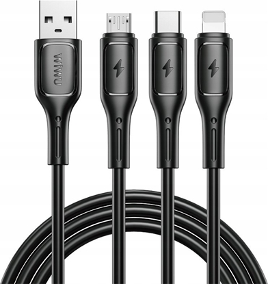 Picture of Kabel USB WiWU USB-A - USB-C + microUSB + Lightning 1.2 m Czarny (GSM186465)