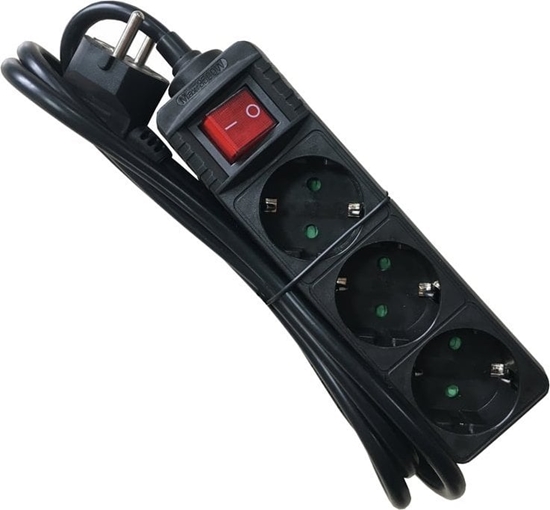 Изображение Kabel zasilajcy M-CAB POW0029 rozgaziacz 1,5 m 3 x gniazdo sieciowe Wewntrzna Czarny